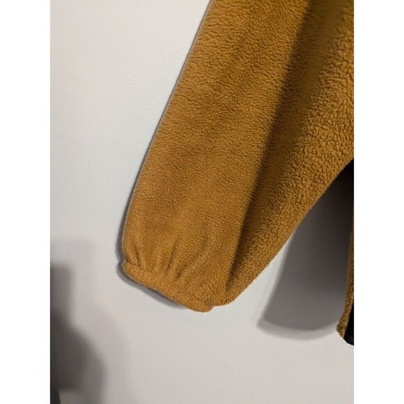 J Crew Quilted Sherpa Womens Med Half Zip Button Brown Color Block Fleece - Picture 4 of 10